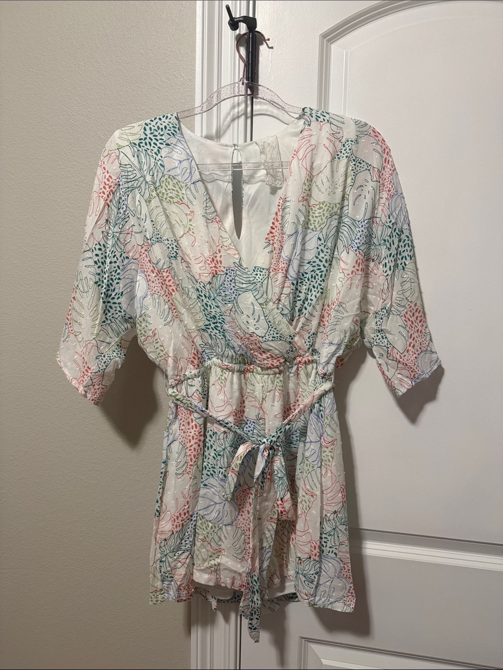 Sadie & Sage Lightweight Tropical Floral Tie-Waist Romper